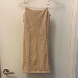 Zara Nude Slip Dress with Thin Straps